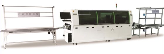 380V 60Hz SMT मिनी ऑटोमैटिक डुअल वेव पीसीबी थ्रू-होल प्रेसिजन वेव सोल्डरिंग मशीन पीएलसी टचस्क्रीन कंट्रोल के साथ लीड फ्री