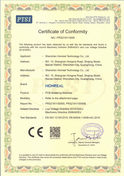 चीन Shenzhen Honreal Technology Co.,Ltd प्रमाणपत्र